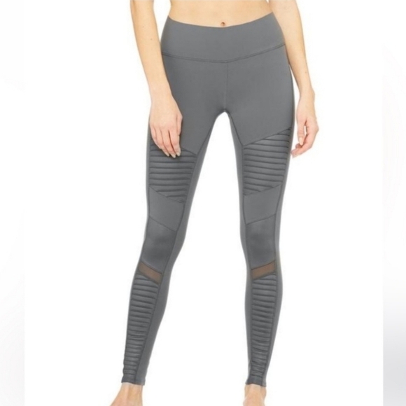 ALO YOGA | gray moto leggings Medium - Picture 2 of 8